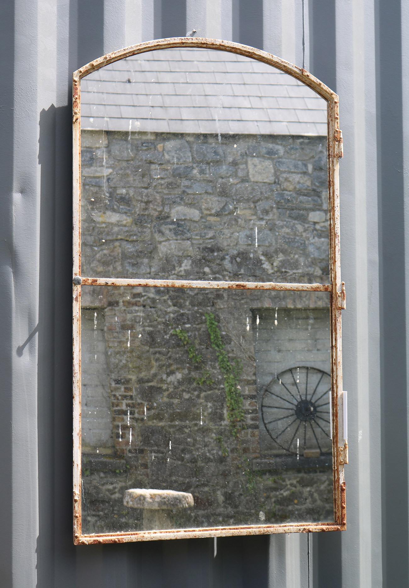 PAIR OF METAL FRAMED ARCHED MIRRORS - Image 2 of 3