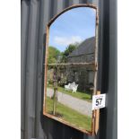 PAIR OF METAL FRAMED ARCHED MIRRORS