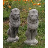 PAIR MOULDED STONE ARMORIAL LIONS