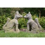 PAIR OF 19TH-CENTURY MOULDED STONE DOGS