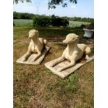 PAIR OF MOULDED STONE WHIPPETS