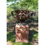 TERRACOTTA WARWICK URN ON STAND