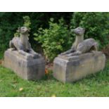 PAIR OF SCULPTED STONE WHIPPETS
