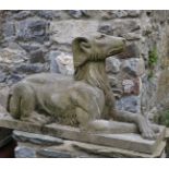 PAIR OF SCULPTED LIMESTONE WHIPPETS