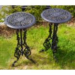PAIR OF CAST IRON PATIO TABLES