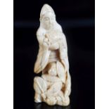 ANTIQUE CHINESE QING WHALE IVORY CARVING