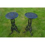 PAIR OF CAST IRON PATIO TABLES