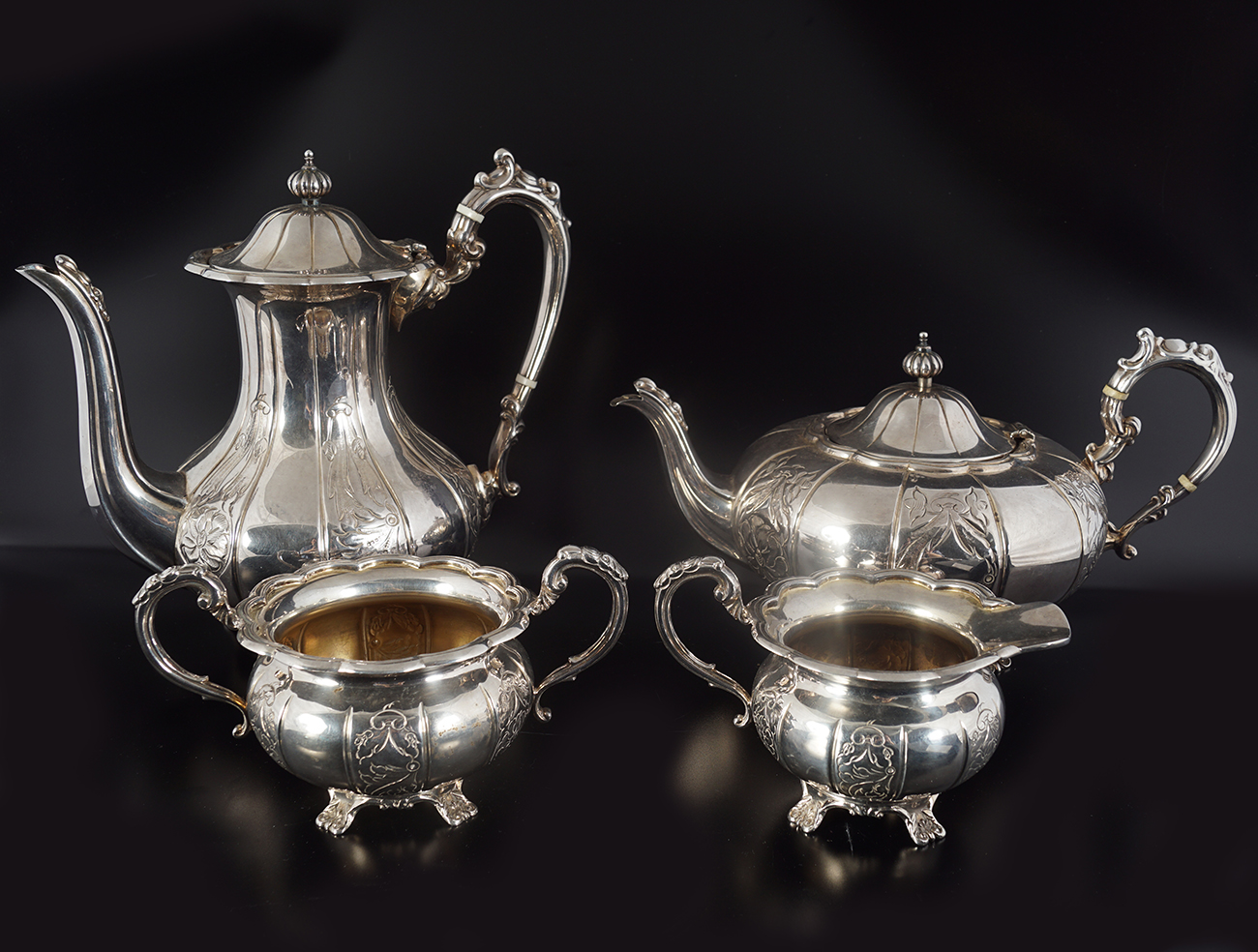 4 PIECE SILVER TEA AND COFFEE SERVICE