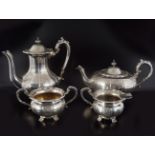 4 PIECE SILVER TEA AND COFFEE SERVICE