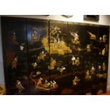 SIX FOLD CHINESE LACQUERED SCREEN