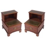 EDWARDIAN PERIOD MAHOGANY STEPPED BEDSIDE TABLES