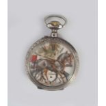 19TH-CENTURY SILVER AND ENAMEL POCKET WATCH