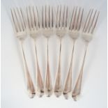 SET OF IRISH GEORGE III DINNER FORKS