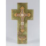 19TH-CENTURY CHAMPLEVE AND ALABASTER CRUCIFIX