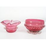 TWO 19TH-CENTURY CRANBERRY GLASS BOWLS