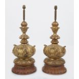 PAIR OF LARGE CARVED GILTWOOD TABLE LAMPS