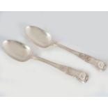 TWO SILVER KING'S PATTERN DESSERT SPOONS
