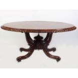 LARGE 19TH-CENTURY BURR WALNUT CENTRE TABLE