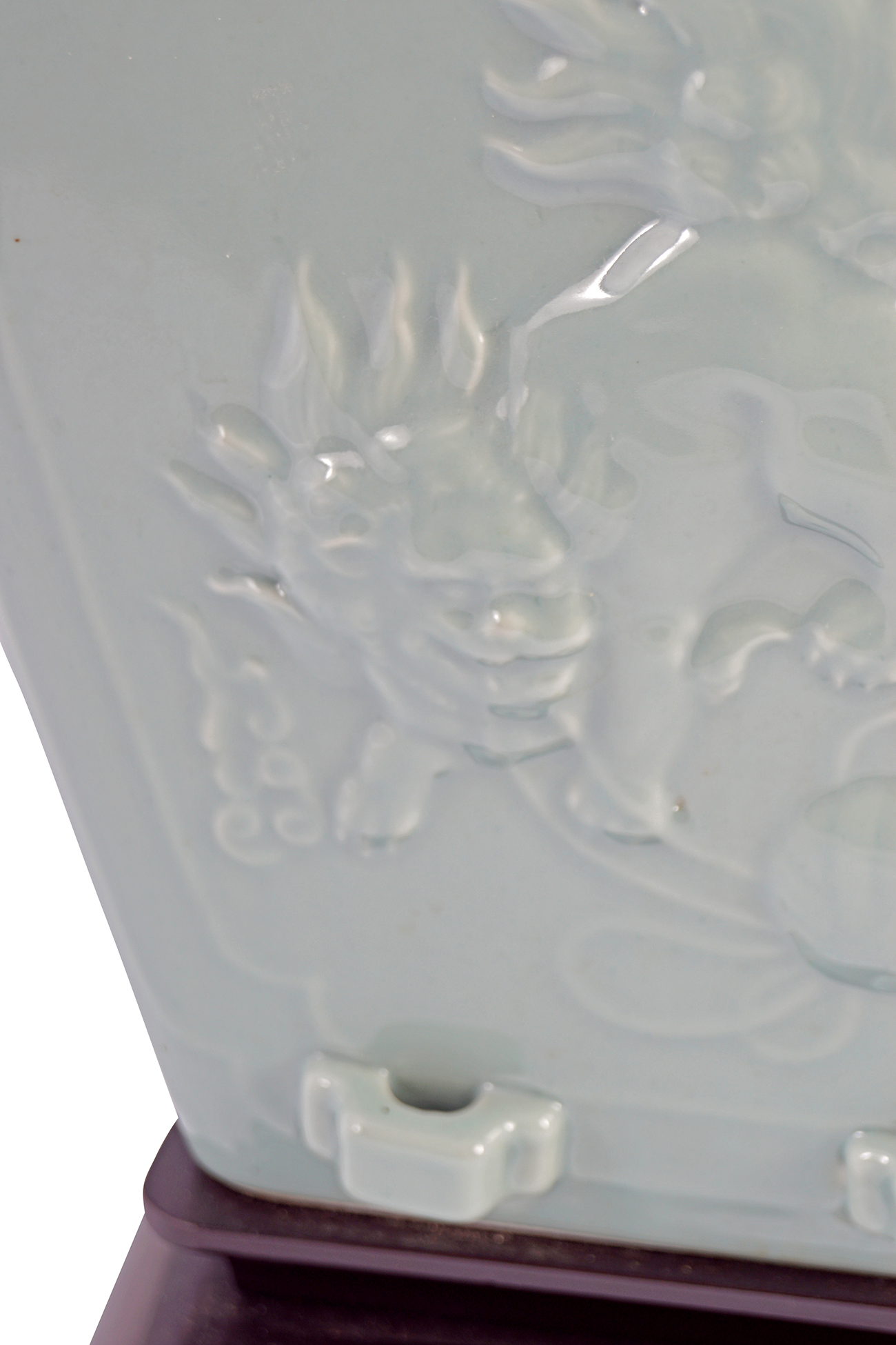 CHINESE CELADON ARCHAISTIC URN STEMMED LAMP - Image 3 of 3