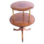 MAHOGANY AND BRASS TWO TIER CIRCULULAR DUMBWAITER