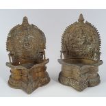 PAIR OF QING SINO-TIBETAN BRONZE SHRINES