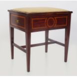 EDWARDIAN MAHOGANY AND INLAID PIANO STOOL