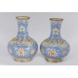 PAIR OF CHINESE POLYCHROME ENAMELLED VASES