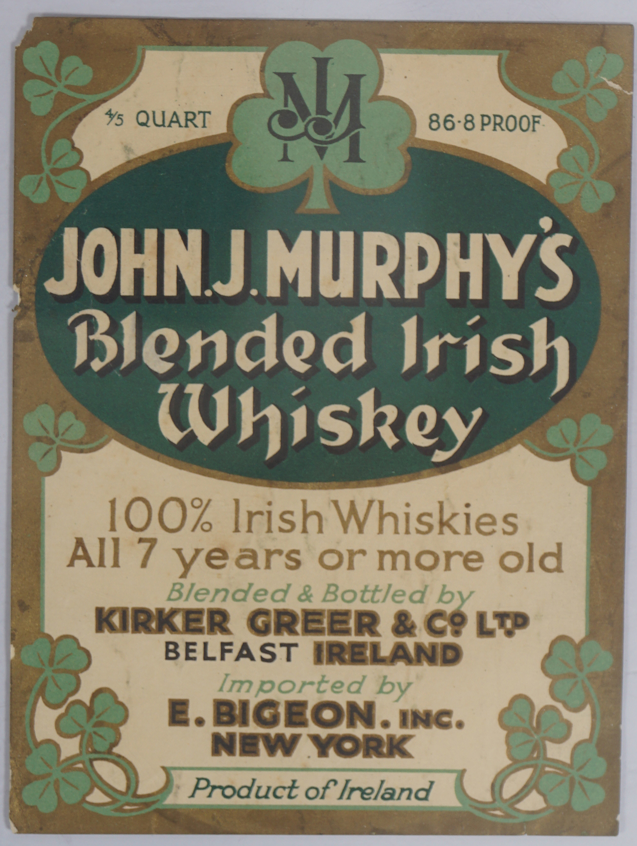 RARE COLLECTION OF IRISH WHISKEY LABELS - Image 7 of 16
