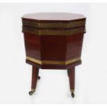 GEORGE III MAHOGANY & BRASS BOUND WINE CELLARETTE