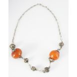 EASTERN AMBER AND SILVER NECKLACE