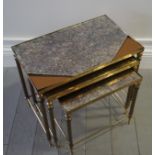 MID- CENTRUY DESIGNER NEST OF BRASS TABLES