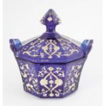 19TH-CENTURY VIENNA ROYAL BLUE GLASS BOWL AND COVER