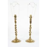 PAIR OF EDWARDIAN BRASS TABLE LAMPS