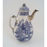 CHINESE QING BLUE AND WHITE TEA POT