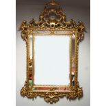 LARGE 19TH-CENTURY GILT FRAMED CUSHION MIRROR