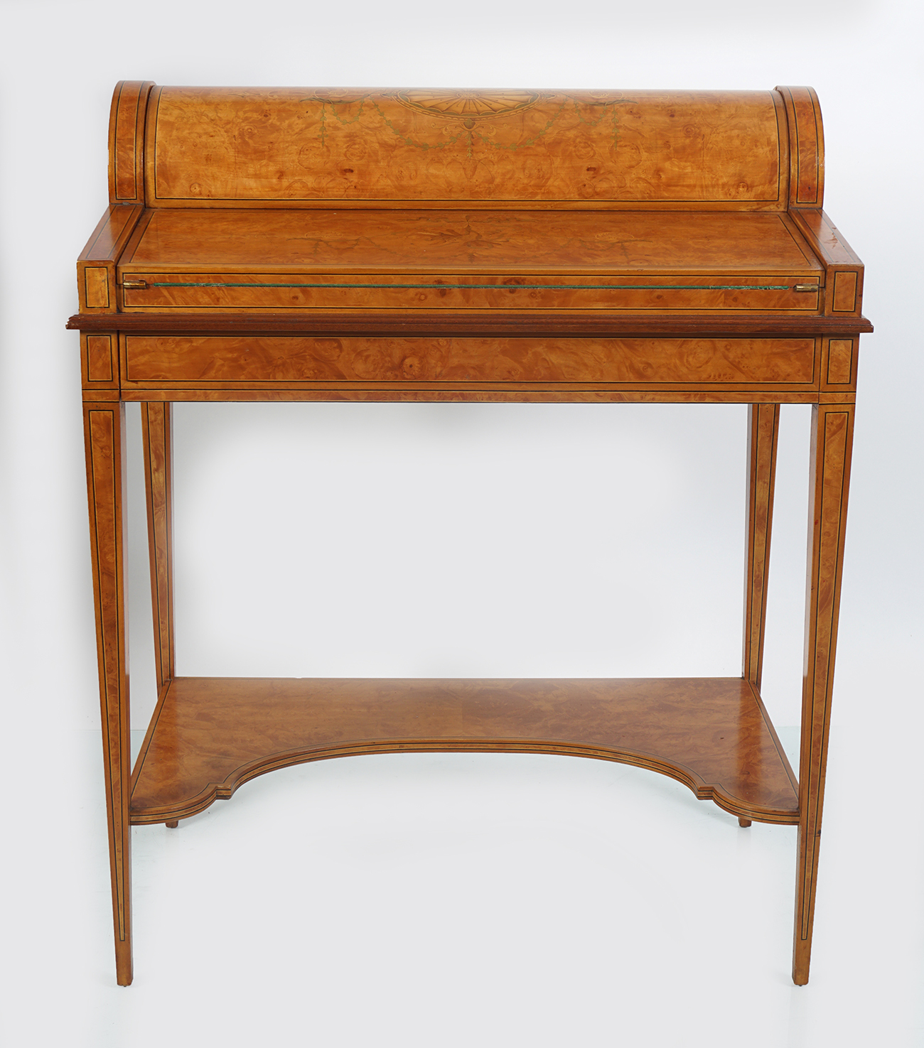 EDWARDIAN SATINWOOD AND MARQUETRY WRITING DESK