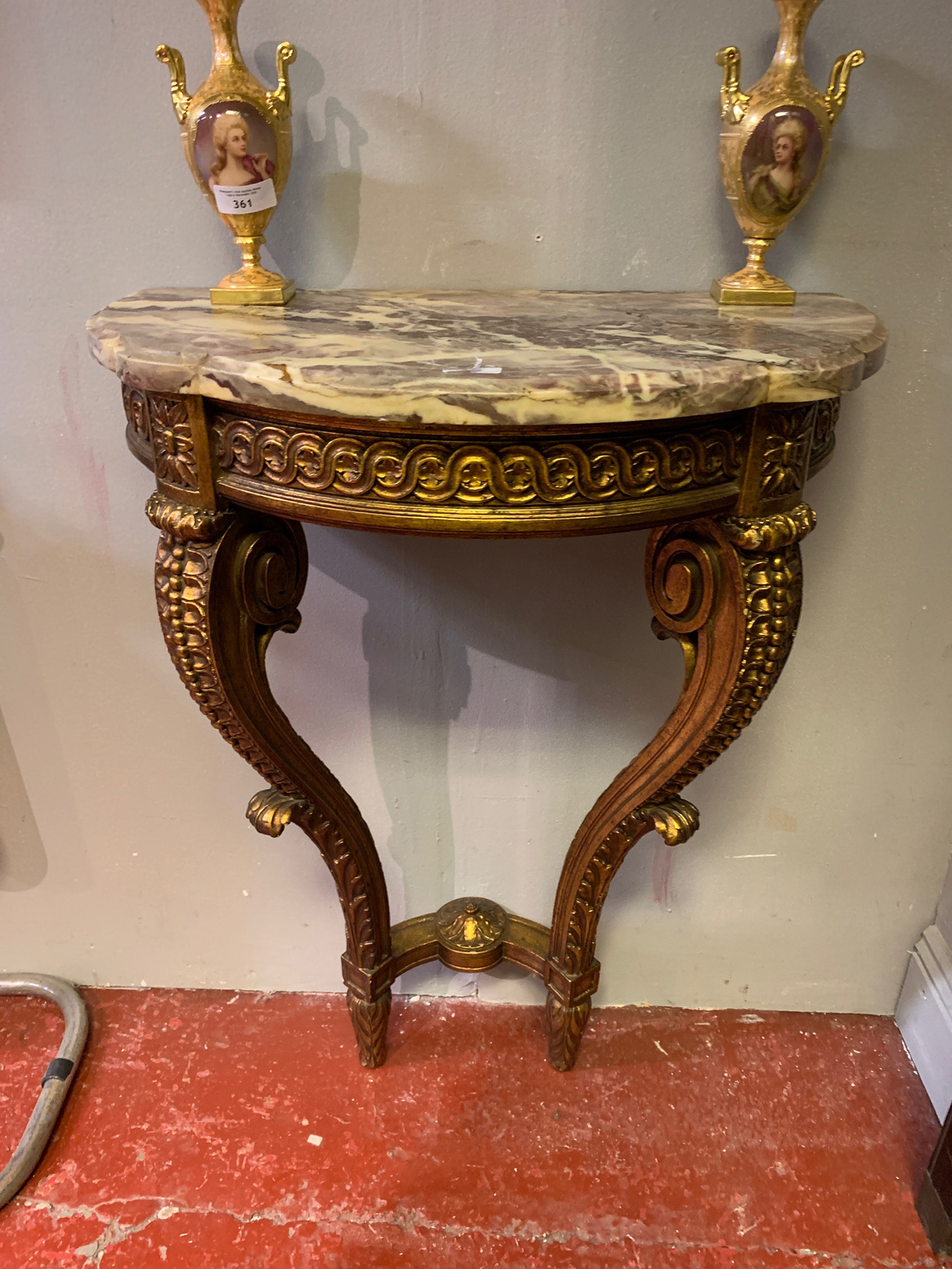 19TH-CENTURY CARVED GILT WOOD CONSOLE TABLE