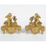 PAIR OF REGENCY ORMOLU FIRE DOGS