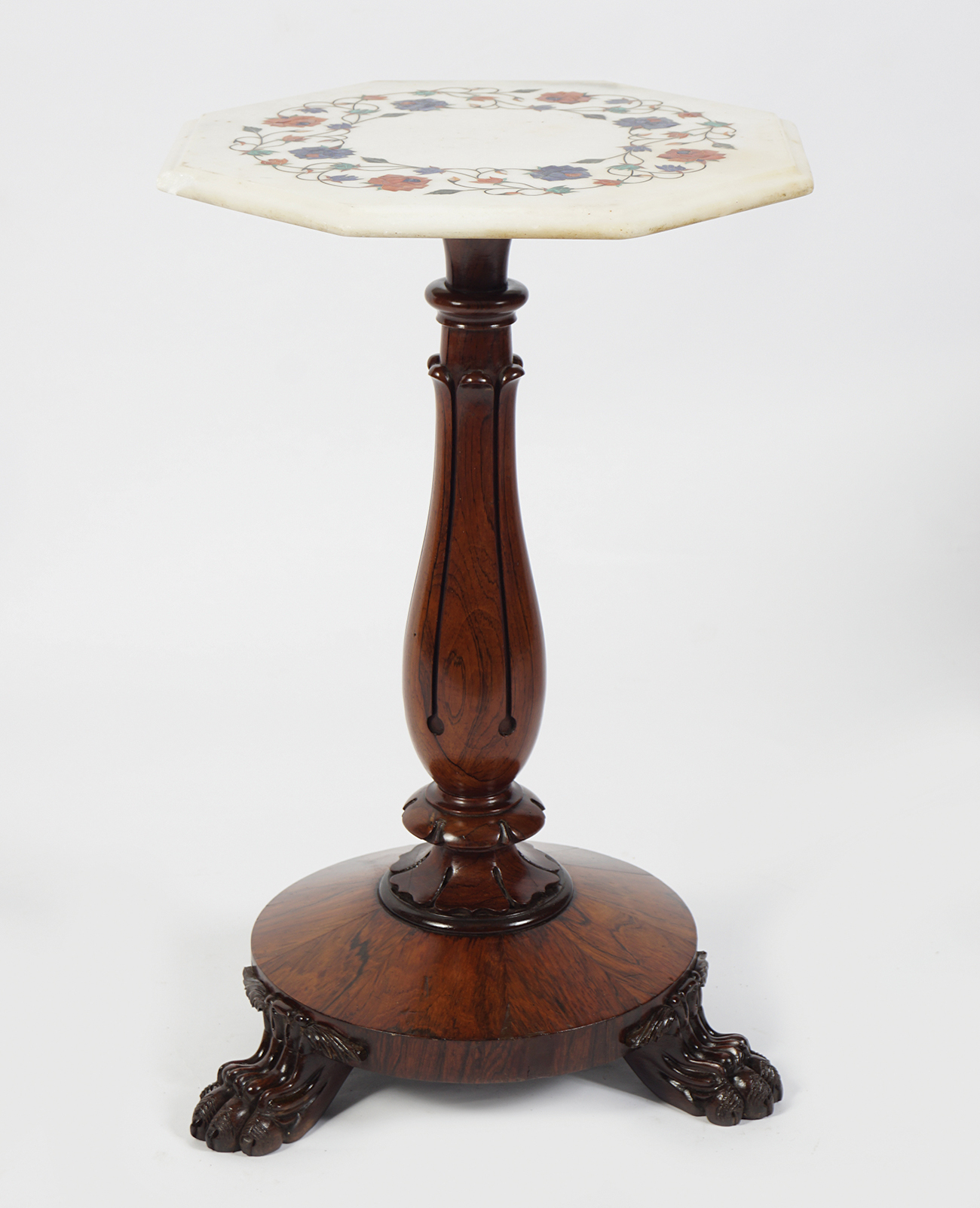 19TH-CENTURY SPECIMEN MARBLE AND ROSEWOOD TABLE