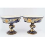 PAIR OF 19TH-CENTURY CHOISY LE ROI MAJOLICA TAZZA