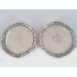 PAIR OF SILVER CARD TRAYS