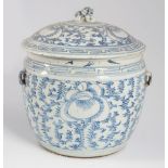 CHINESE QING PERIOD BLUE AND WHITE URN AND COVER