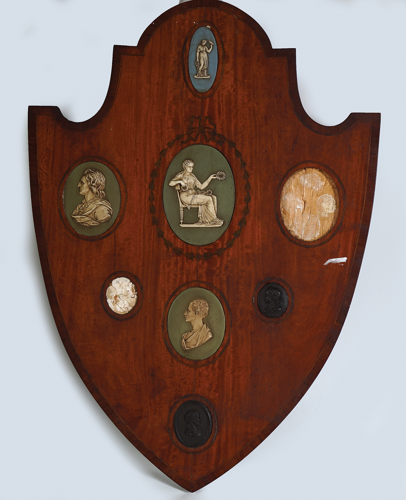 NEO-CLASSICAL SATINWOOD AND MARQUETRY PLAQUE