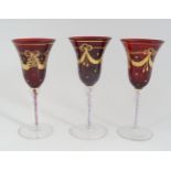 GROUP OF THREE 19TH-CENTURY RUBY GLASSES