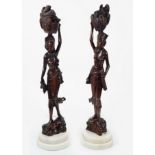 PAIR OF LARGE AFRICAN HARDWOOD FEMALE FIGURES