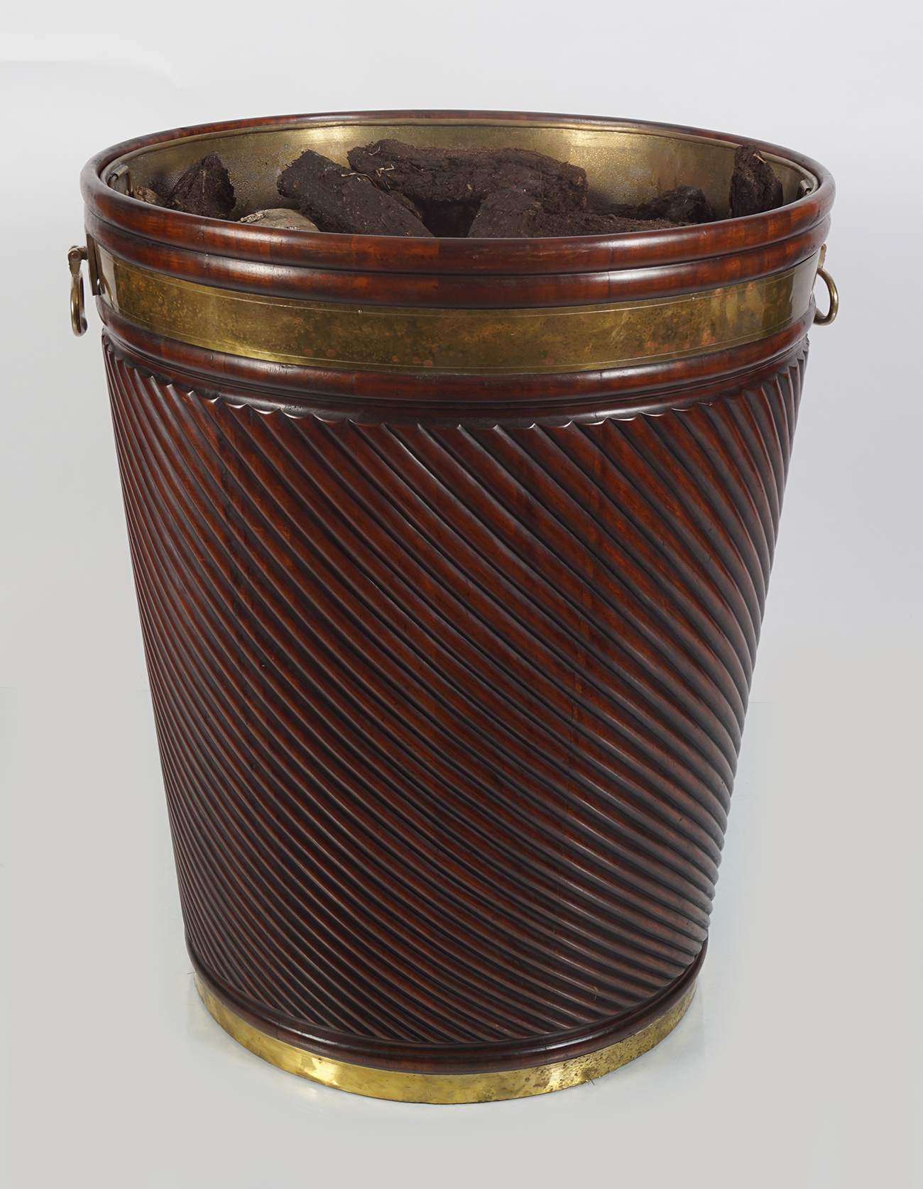 ENORMOUS GEORGE III STYLE BRASS BOUND PEAT BARREL