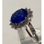 8CT WHITE GOLD CORNFLOWER BLUE SAPPHIRE RING