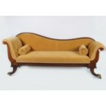 REGENCY ROSEWOOD & MARQUETRY CHAISE LONGUE