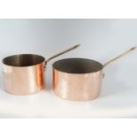 3 GRADUATED GEORGIAN COPPER SAUCEPANS