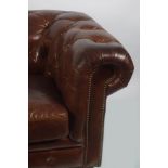 EDWARDIAN HIDE UPHOLSTERED CHESTERFIELD SETTEE